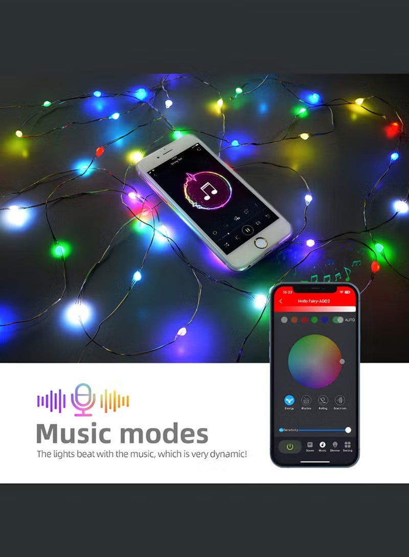Intelligent LED Light String,LED Fairy Lights Colorful Copper Wire Fairy String Lights , 4 Music Modes, 2 APP DIY Modes, Bluetooth, USB Powered, Remote Control for Wedding Party Home Decoration,10M - Image 4